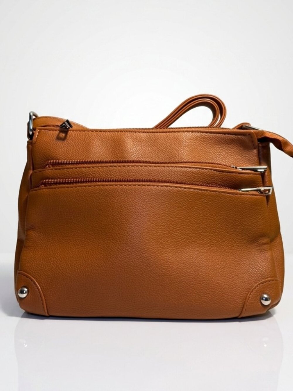 Leather Crossbody Bag for Women with Multi Zipper Pocket
